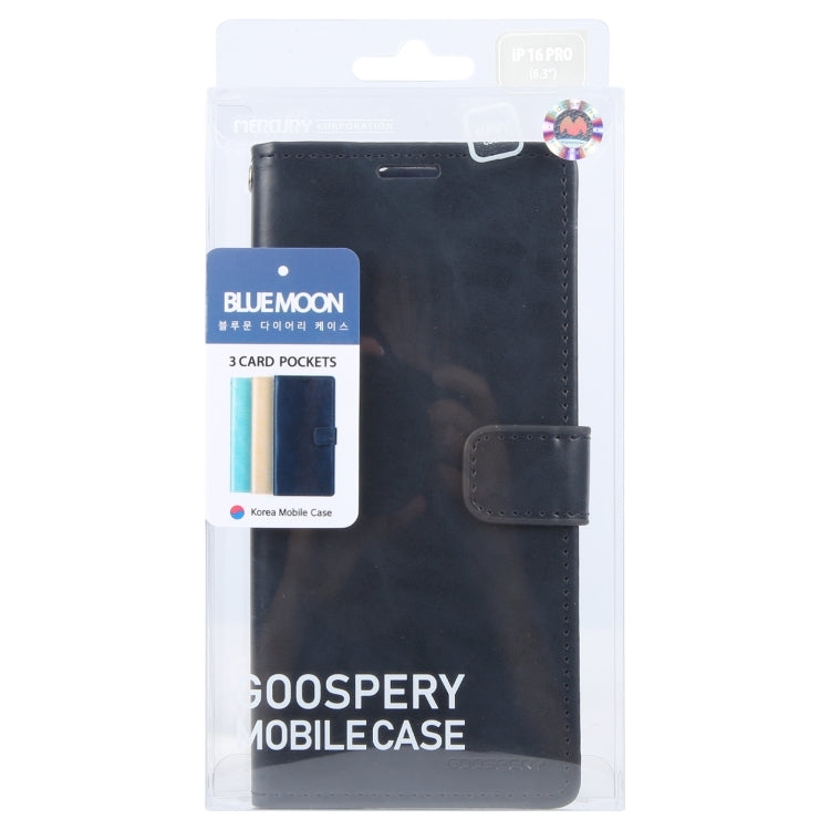 For iPhone 16 Pro GOOSPERY BLUE MOON Crazy Horse Texture Leather Phone Case