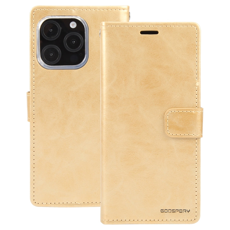 For iPhone 16 Pro GOOSPERY BLUE MOON Crazy Horse Texture Leather Phone Case
