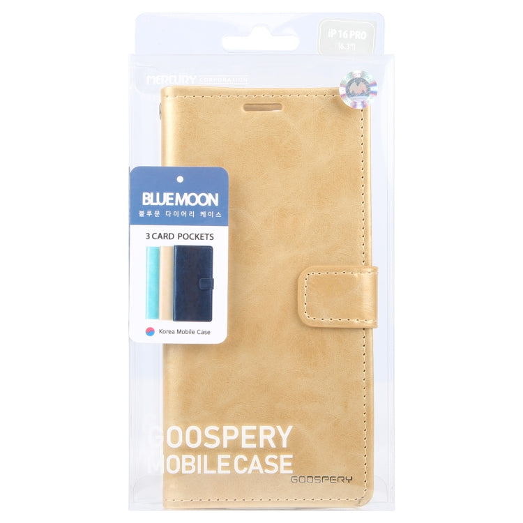 For iPhone 16 Pro GOOSPERY BLUE MOON Crazy Horse Texture Leather Phone Case