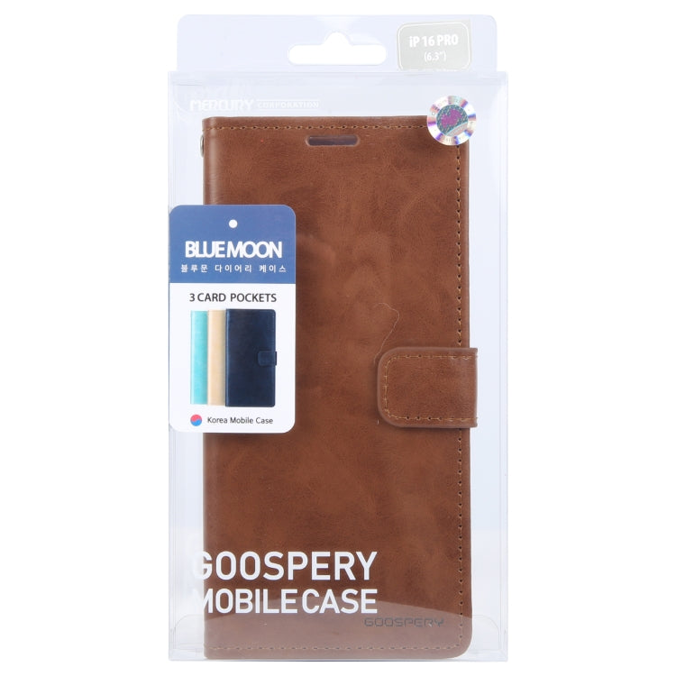 For iPhone 16 Pro GOOSPERY BLUE MOON Crazy Horse Texture Leather Phone Case