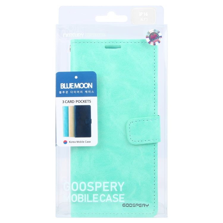 For iPhone 16 Plus GOOSPERY BLUE MOON Crazy Horse Texture Leather Phone Case