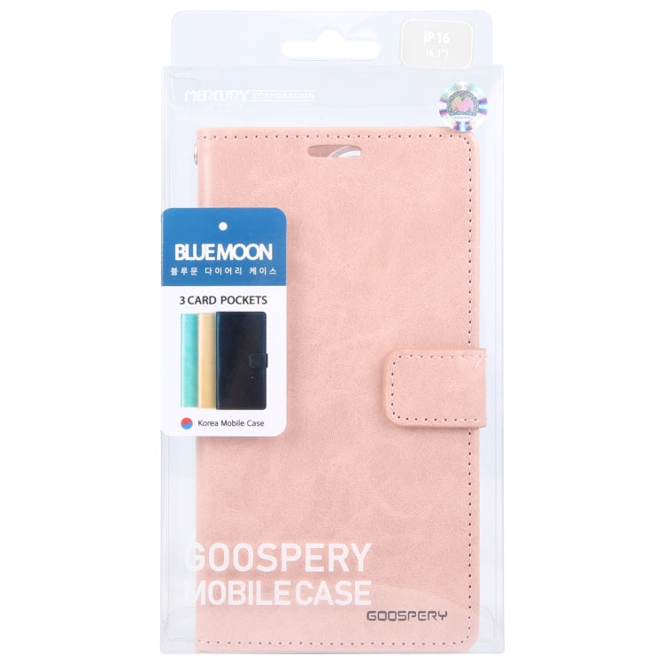 For iPhone 16 Plus GOOSPERY BLUE MOON Crazy Horse Texture Leather Phone Case