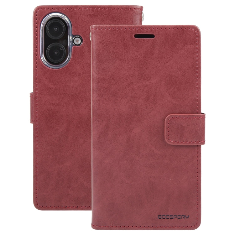 For iPhone 16 GOOSPERY BLUE MOON Crazy Horse Texture Leather Phone Case
