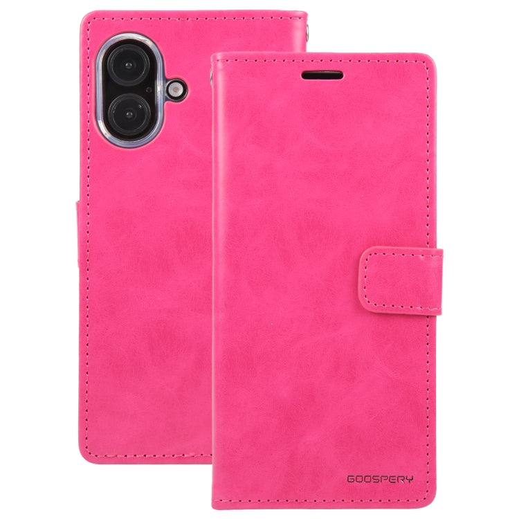 For iPhone 16 GOOSPERY BLUE MOON Crazy Horse Texture Leather Phone Case