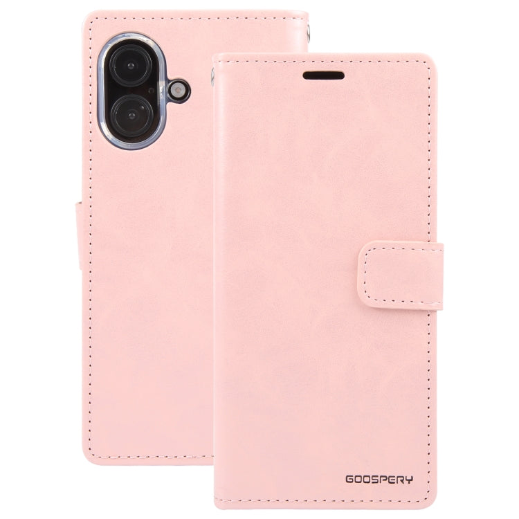 For iPhone 16 GOOSPERY BLUE MOON Crazy Horse Texture Leather Phone Case