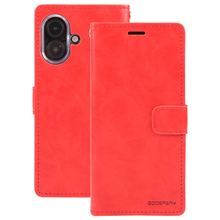 For iPhone 16 GOOSPERY BLUE MOON Crazy Horse Texture Leather Phone Case