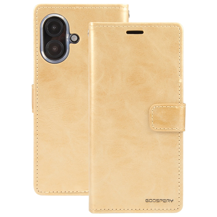 For iPhone 16 GOOSPERY BLUE MOON Crazy Horse Texture Leather Phone Case