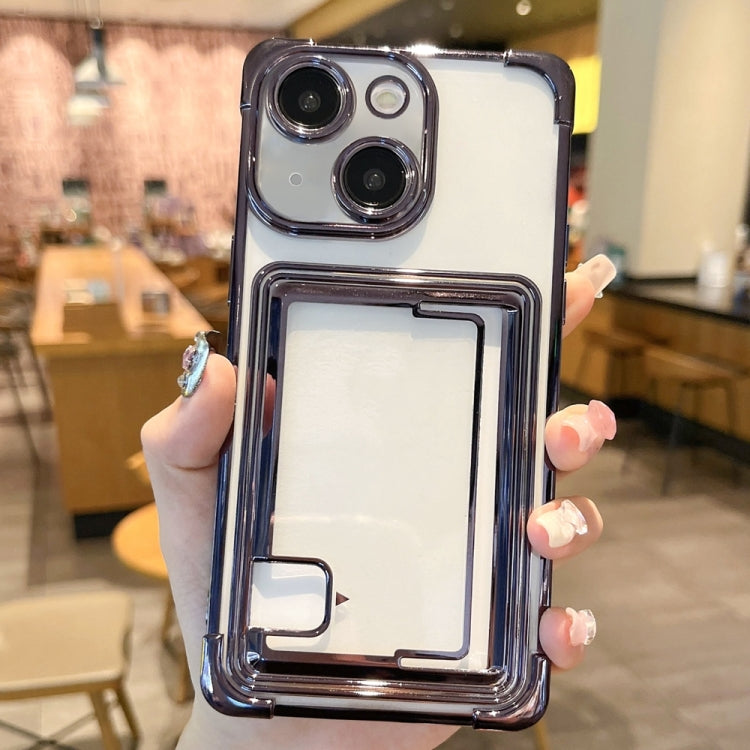 For iPhone 13 Electroplating Card Slot TPU Phone Case