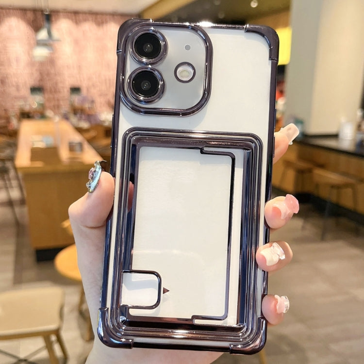 For iPhone 12 Electroplating Card Slot TPU Phone Case
