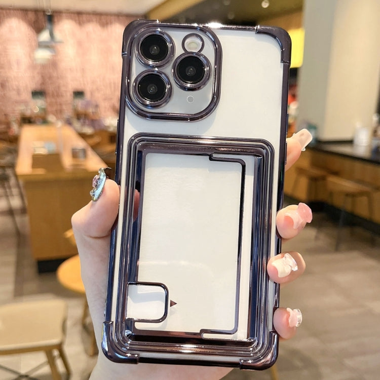 For iPhone 11 Pro Max Electroplating Card Slot TPU Phone Case
