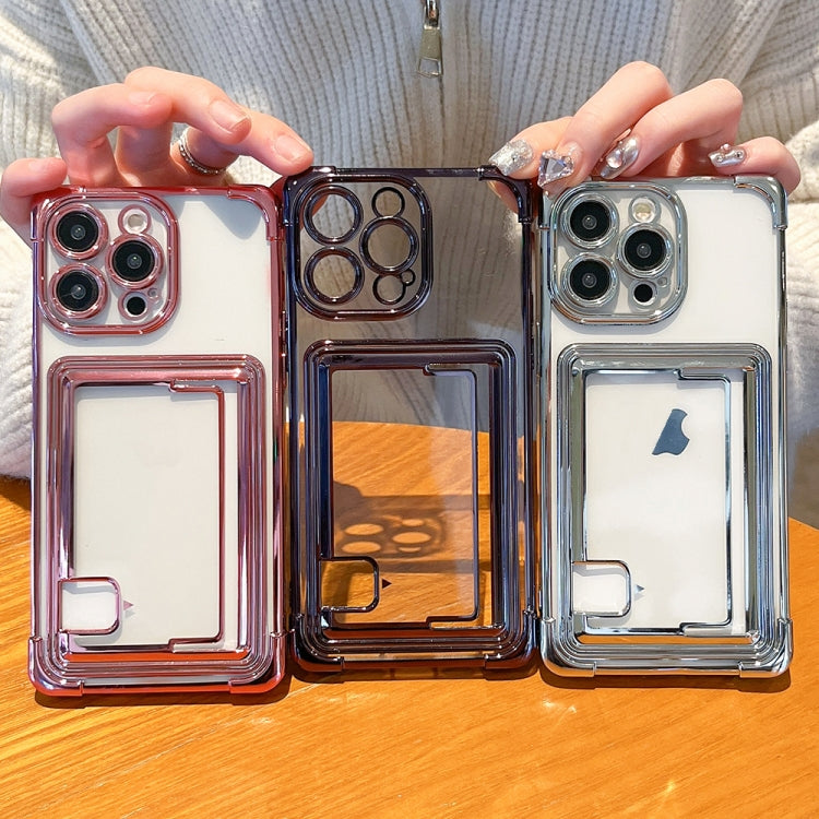 For iPhone 12 Electroplating Card Slot TPU Phone Case