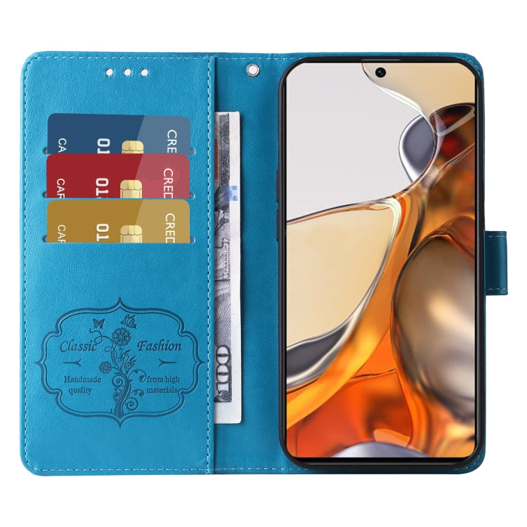 For Xiaomi Mi 11T / 11T Pro Embossed Butterfly Flowers Leather Phone Case