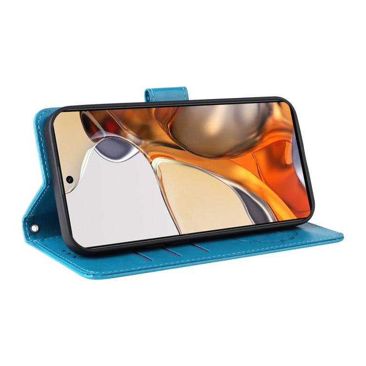 For Xiaomi Mi 11T / 11T Pro Embossed Butterfly Flowers Leather Phone Case