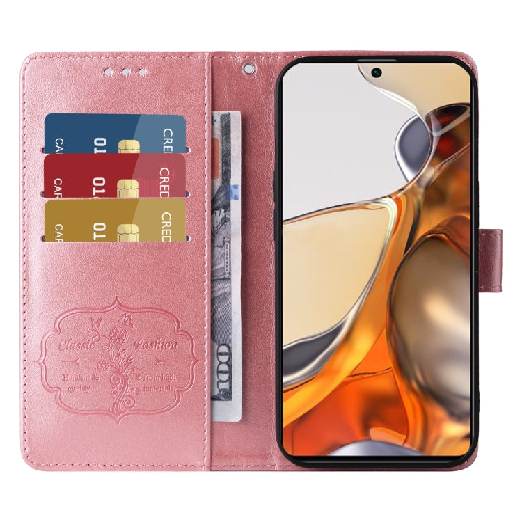 For Xiaomi Mi 11T / 11T Pro Embossed Butterfly Flowers Leather Phone Case