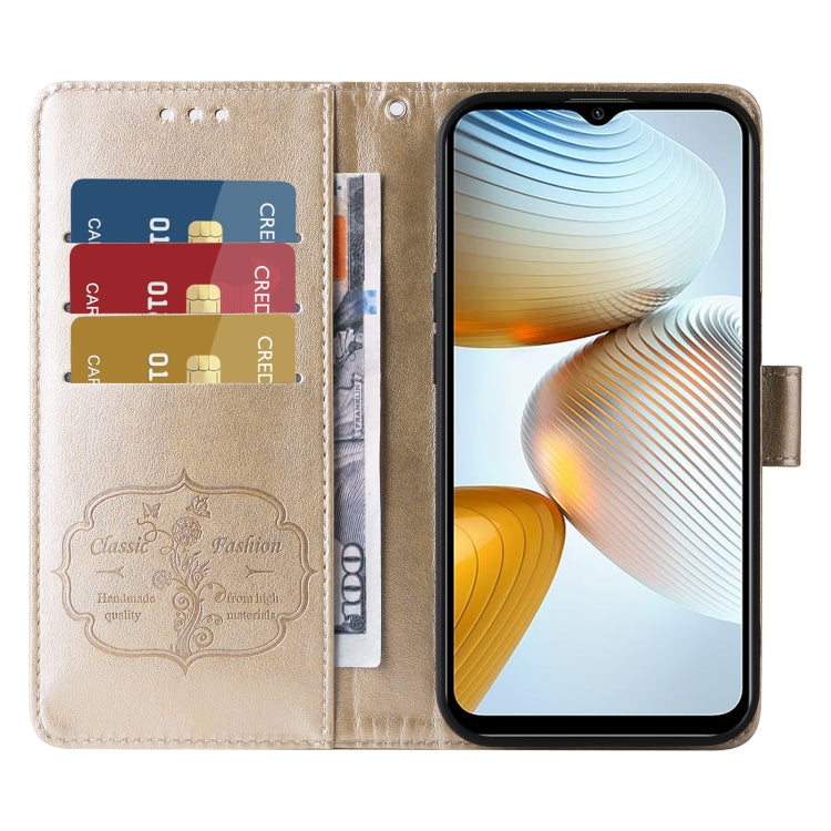 For Xiaomi Poco M4 5G / M5 4G India Embossed Butterfly Flowers Leather Phone Case