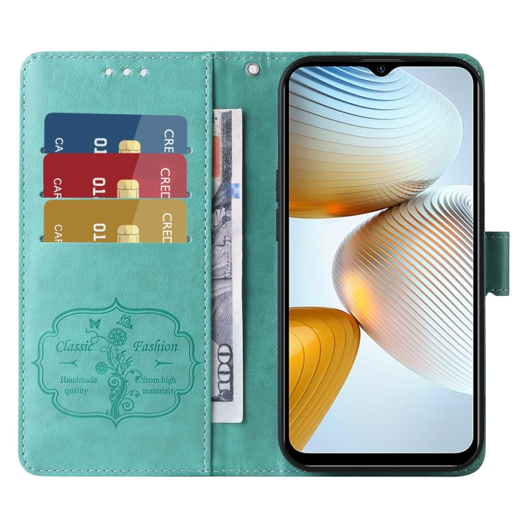 For Xiaomi Poco M4 5G / M5 4G India Embossed Butterfly Flowers Leather Phone Case