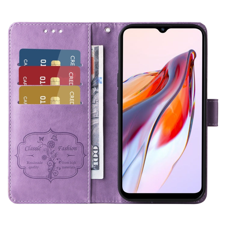 For Xiaomi Poco C55 / Redmi 11A 4G Embossed Butterfly Flowers Leather Phone Case
