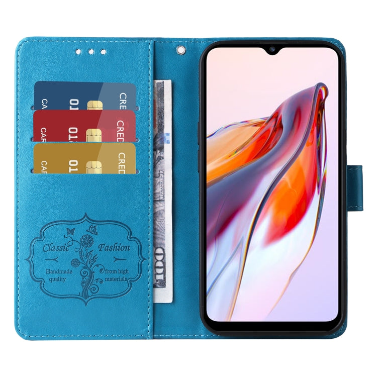 For Xiaomi Poco C55 / Redmi 11A 4G Embossed Butterfly Flowers Leather Phone Case