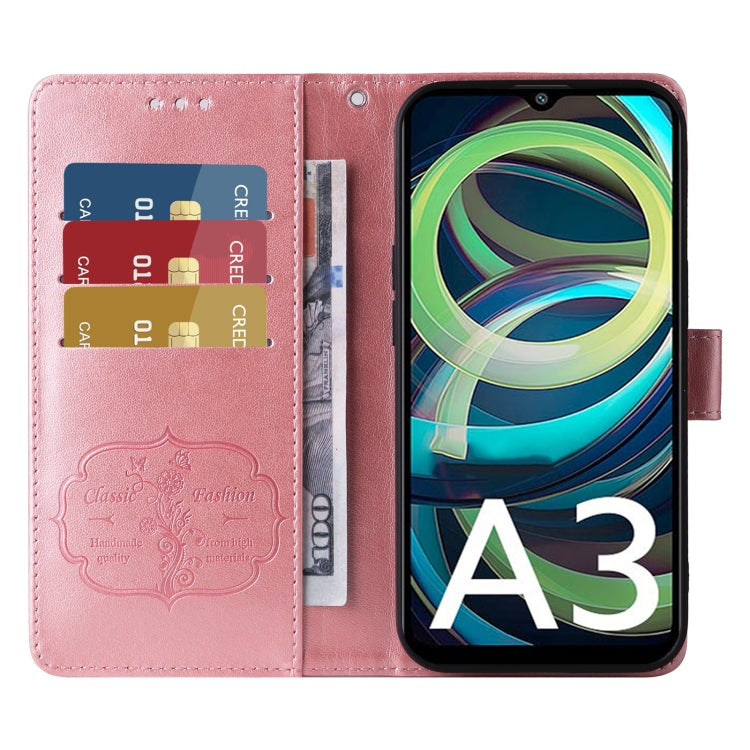 For Xiaomi Poco C61 4G / Redmi A3 4G Embossed Butterfly Flowers Leather Phone Case