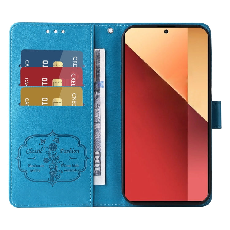 For Xiaomi Poco M6 Pro 4G Embossed Butterfly Flowers Leather Phone Case