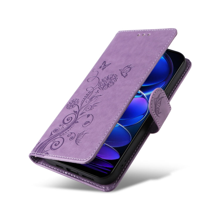 For Xiaomi Poco X5 5G Embossed Butterfly Flowers Leather Phone Case