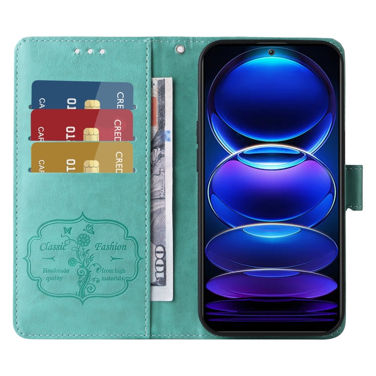 For Xiaomi Poco X5 5G Embossed Butterfly Flowers Leather Phone Case