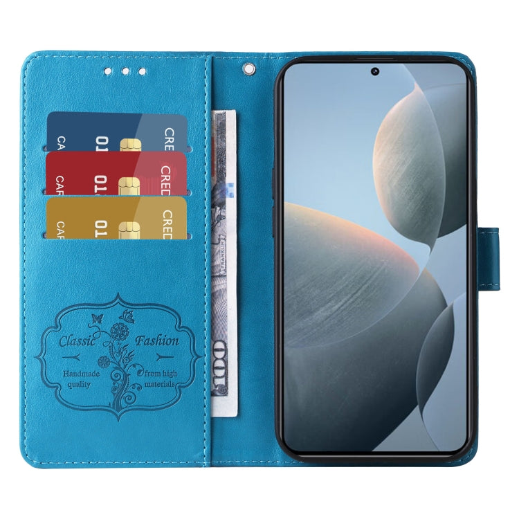 For Xiaomi 14T Embossed Butterfly Flowers Leather Phone Case