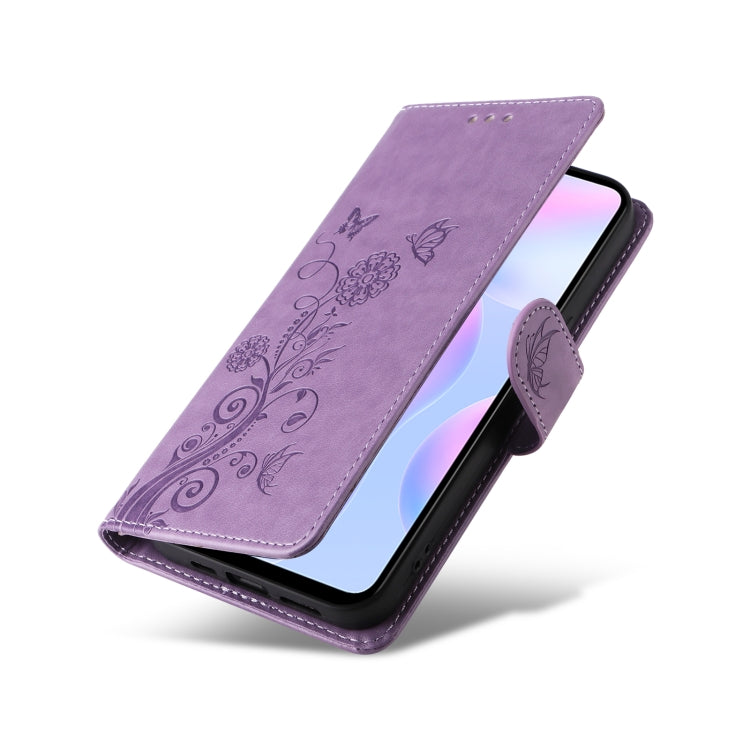 For Redmi 10A 4G Embossed Butterfly Flowers Leather Phone Case