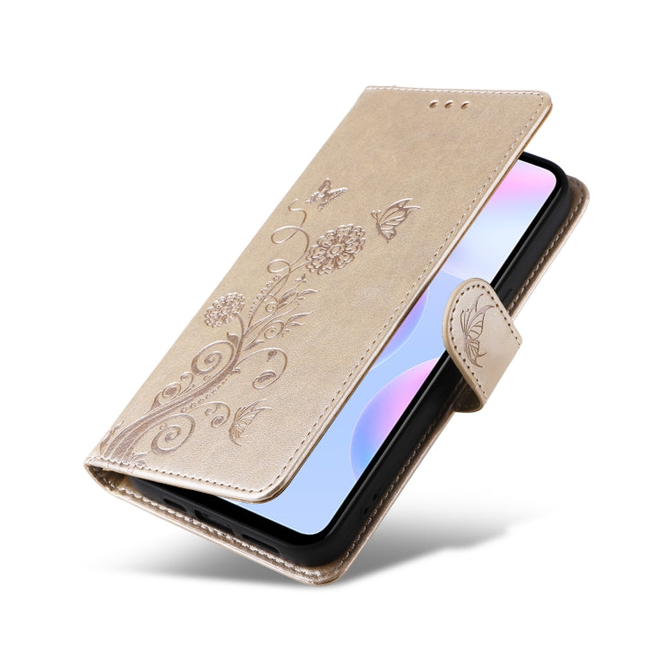 For Redmi 10A 4G Embossed Butterfly Flowers Leather Phone Case