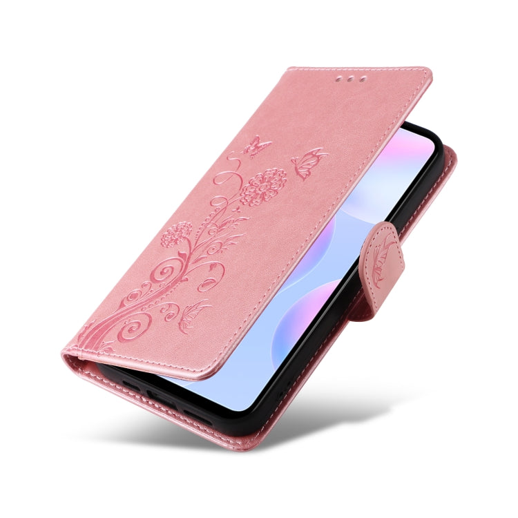 For Redmi 10A 4G Embossed Butterfly Flowers Leather Phone Case