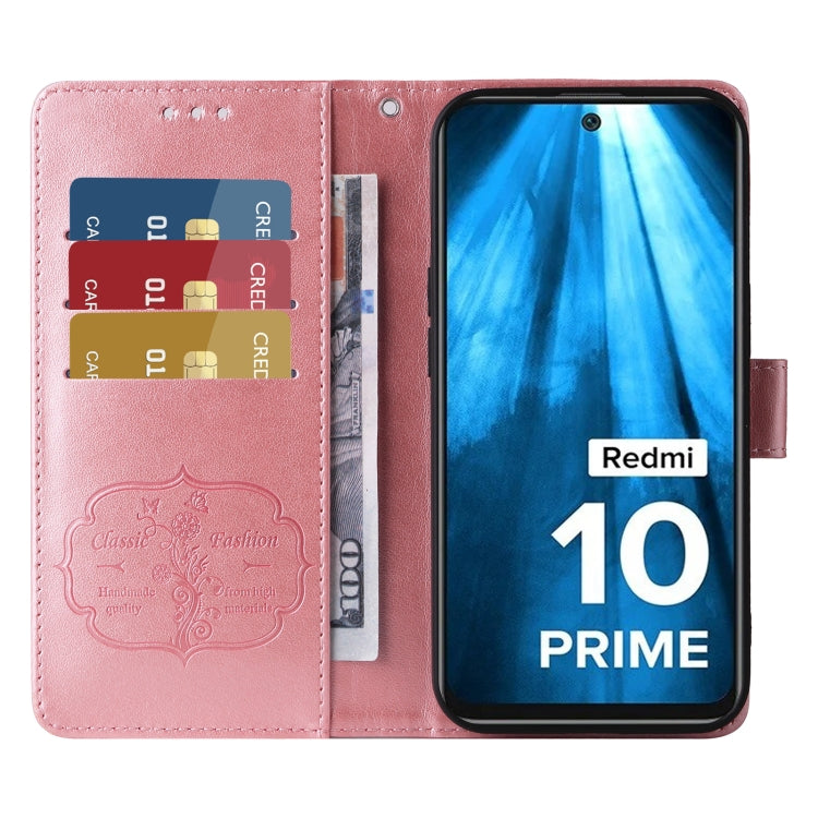 For Redmi 10 2022 / 10 Prime Embossed Butterfly Flowers Leather Phone Case