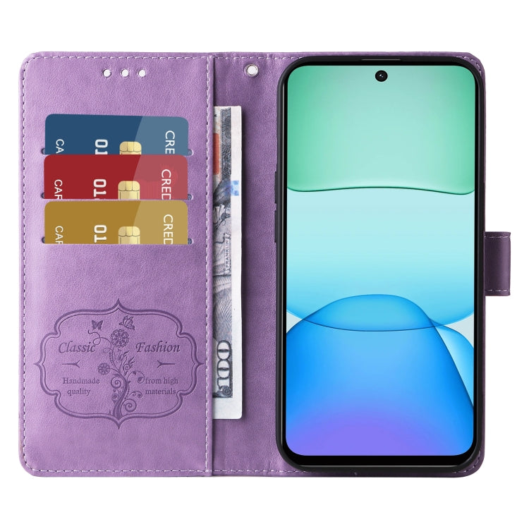 For Redmi 13 4G / Note 13R Embossed Butterfly Flowers Leather Phone Case