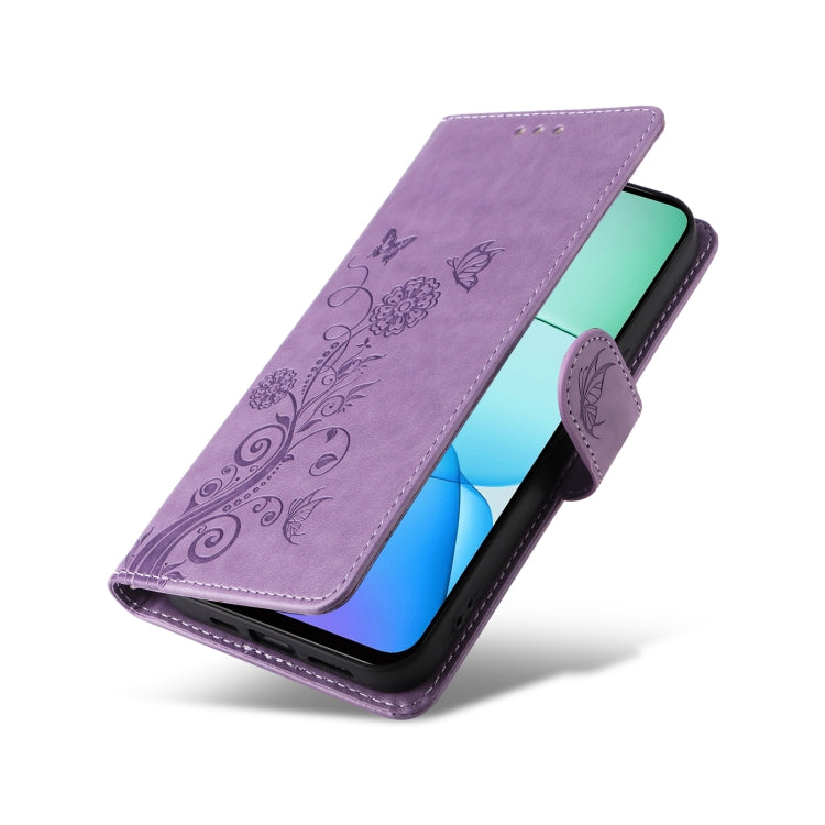 For Redmi 13 4G / Note 13R Embossed Butterfly Flowers Leather Phone Case