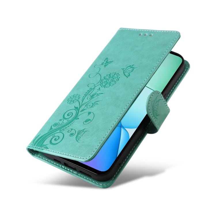 For Redmi 13 4G / Note 13R Embossed Butterfly Flowers Leather Phone Case