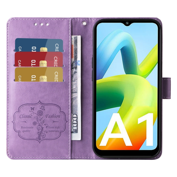 For Redmi A1 4G / A2 4G Embossed Butterfly Flowers Leather Phone Case