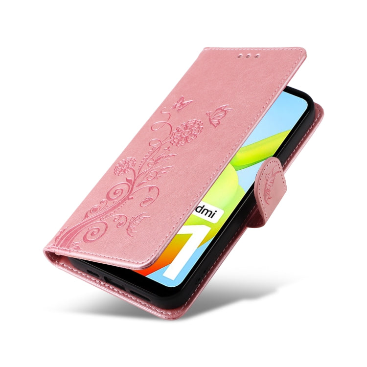 For Redmi A1 4G / A2 4G Embossed Butterfly Flowers Leather Phone Case