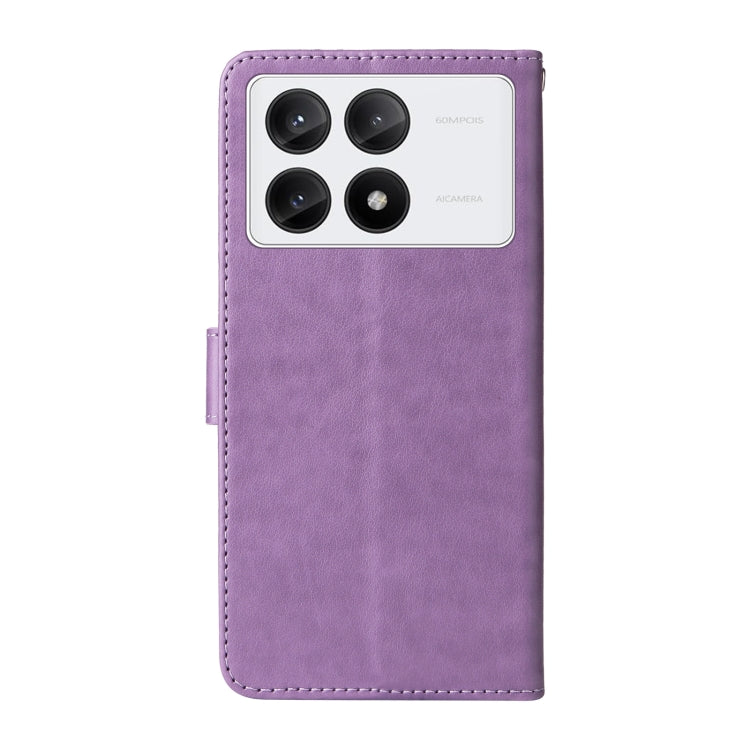 For Redmi K70 / K70 Pro Embossed Butterfly Flowers Leather Phone Case