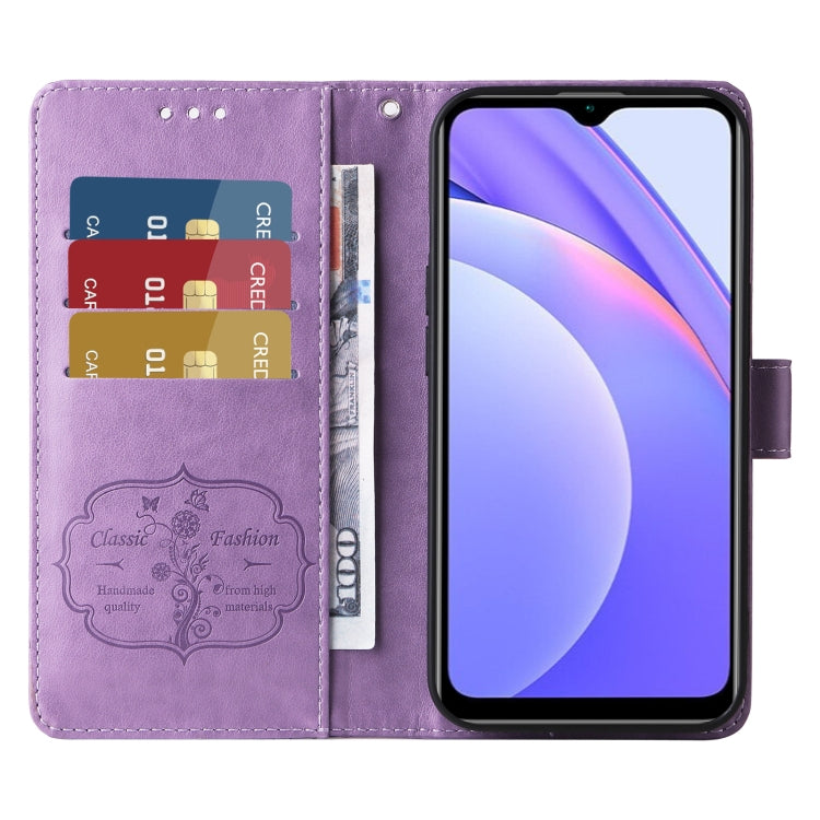 For Redmi Note 9 4G / 10X 4G Embossed Butterfly Flowers Leather Phone Case