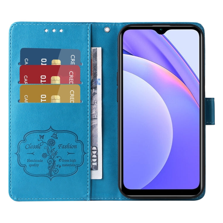 For Redmi Note 9 4G / 10X 4G Embossed Butterfly Flowers Leather Phone Case