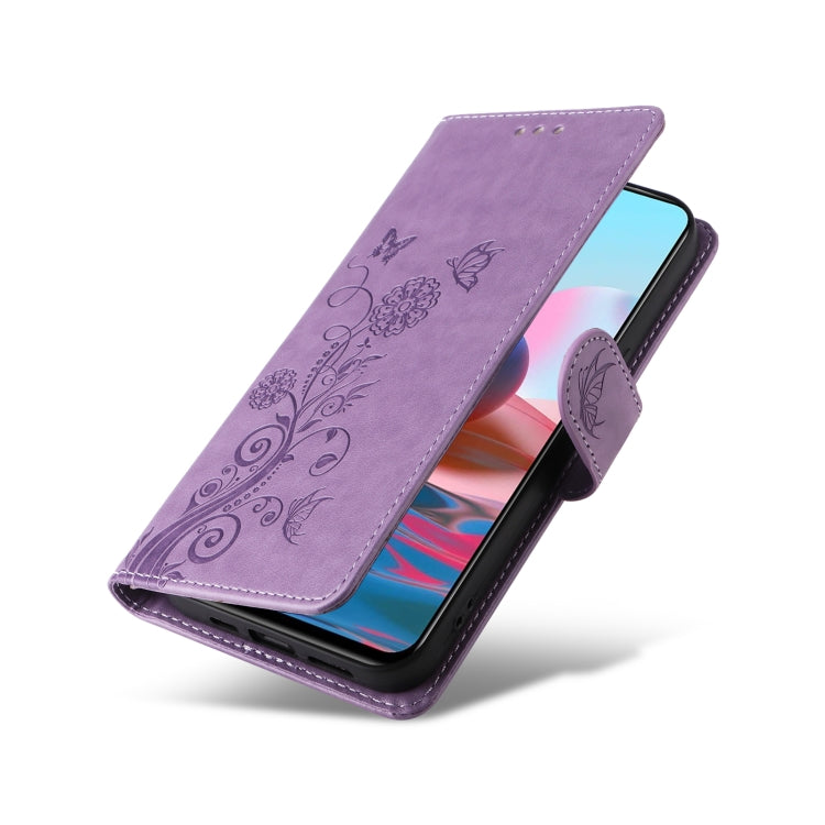 For Redmi Note 10 4G India / 10S 4G Embossed Butterfly Flowers Leather Phone Case