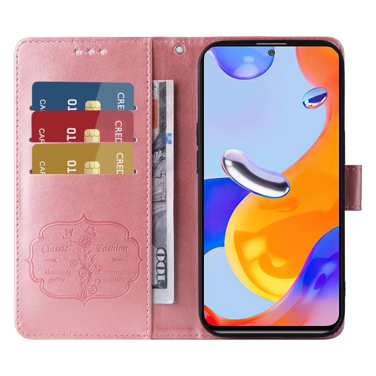 For Redmi Note 11 4G / Note 11S Global Embossed Butterfly Flowers Leather Phone Case