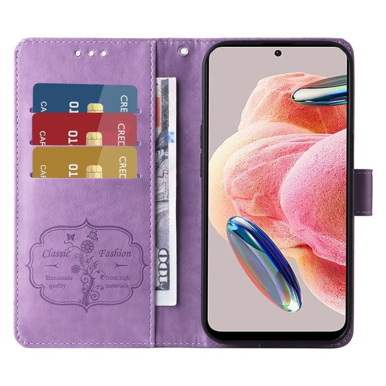 For Redmi Note 12 4G Global Embossed Butterfly Flowers Leather Phone Case