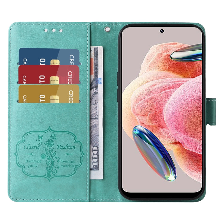 For Redmi Note 12 4G Global Embossed Butterfly Flowers Leather Phone Case