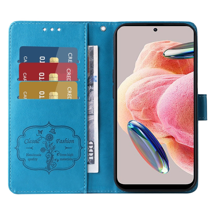 For Redmi Note 12 4G Global Embossed Butterfly Flowers Leather Phone Case
