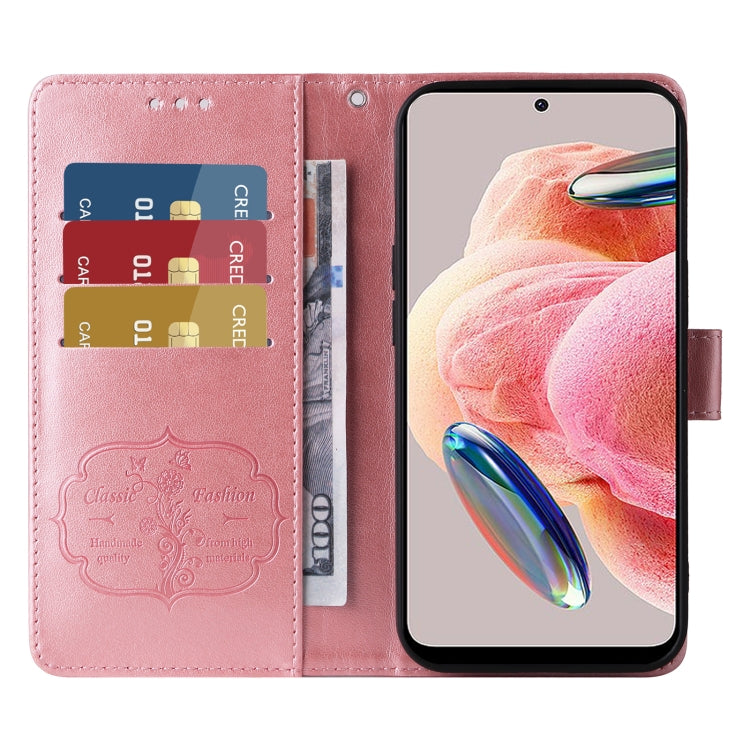 For Redmi Note 12 4G Global Embossed Butterfly Flowers Leather Phone Case