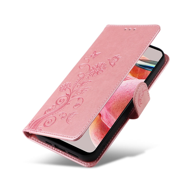 For Redmi Note 12 4G Global Embossed Butterfly Flowers Leather Phone Case