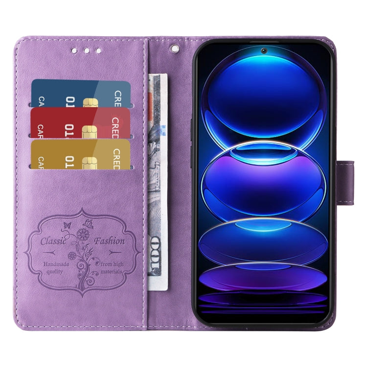For Redmi Note 12 5G Global Embossed Butterfly Flowers Leather Phone Case