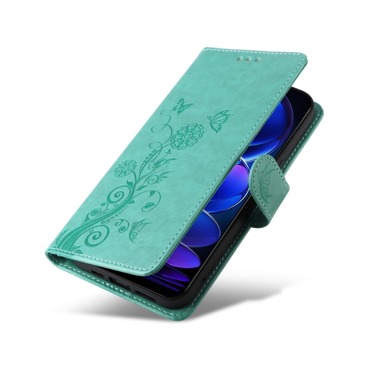 For Redmi Note 12 5G Global Embossed Butterfly Flowers Leather Phone Case