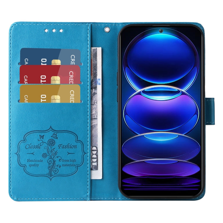 For Redmi Note 12 5G Global Embossed Butterfly Flowers Leather Phone Case