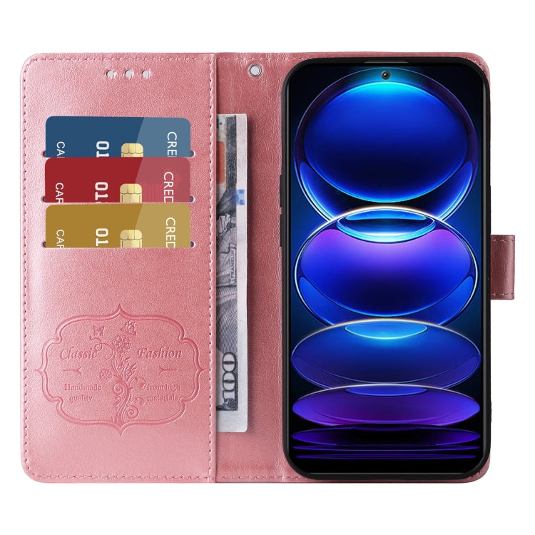 For Redmi Note 12 5G Global Embossed Butterfly Flowers Leather Phone Case